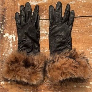 UGG Long Leather Gloves with fur